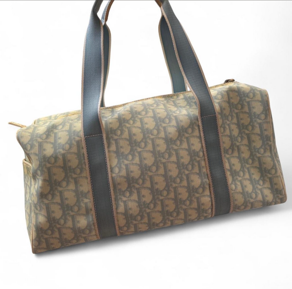 CHRISTIAN DIOR | Trotter Canvas Boston Bag Blue