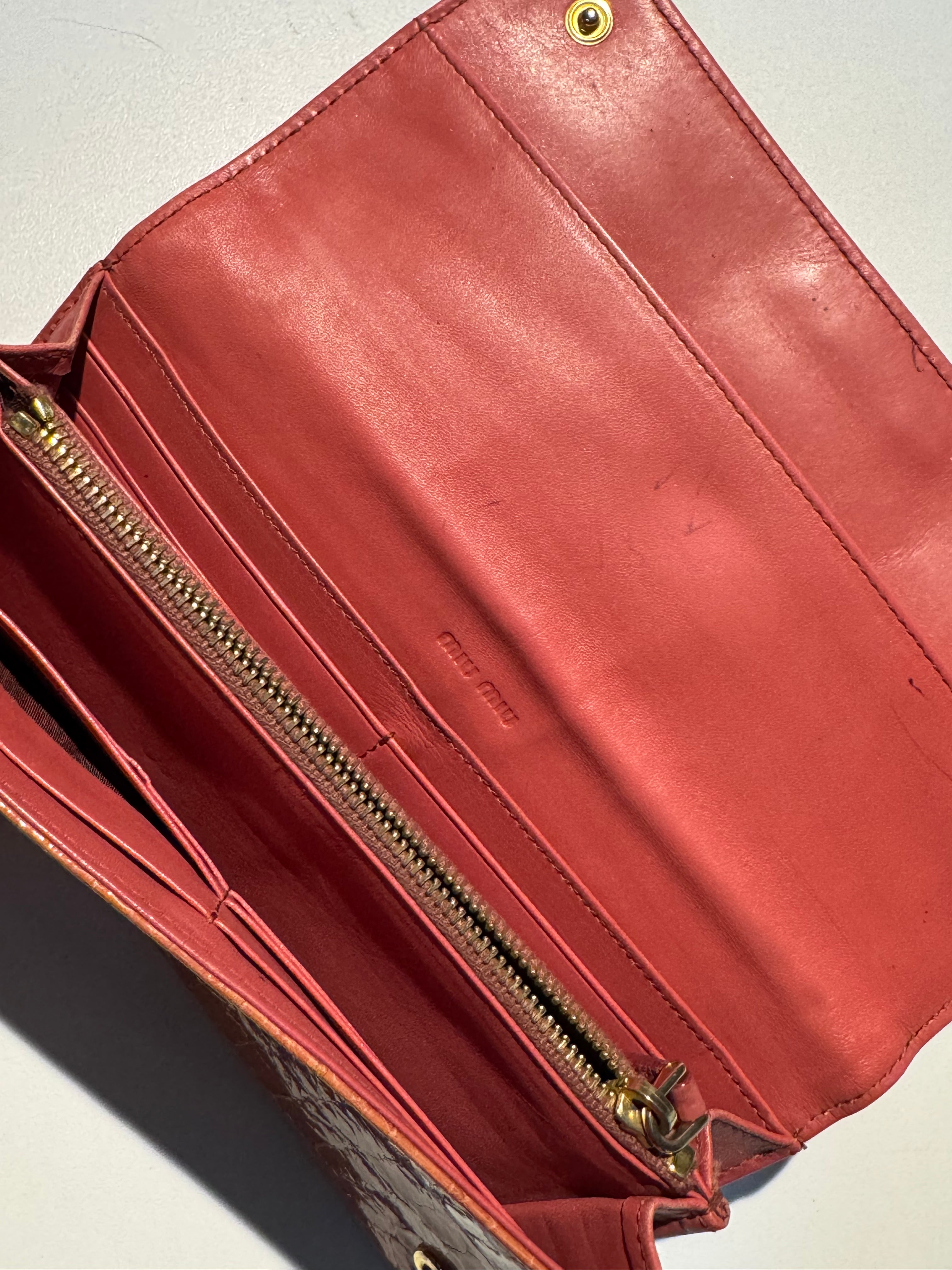 MIU MIU | Crocodile-embossed Leather Long Wallet