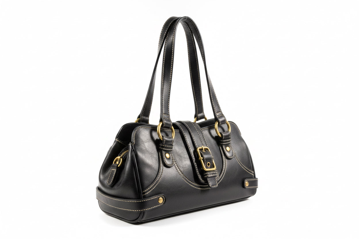 Vintage Y2K Leather Gold Buckle Shoulder bag