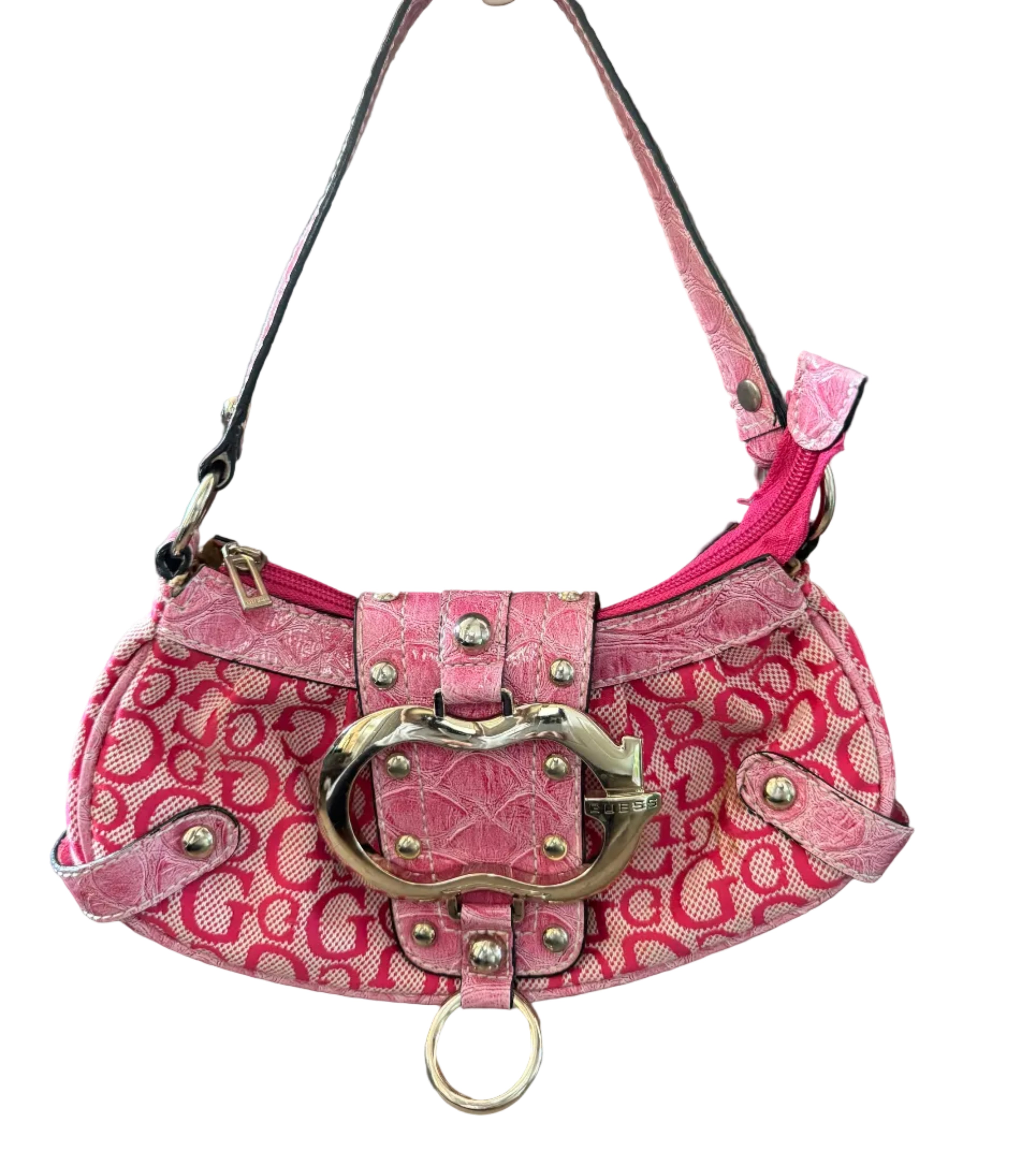 Vintage Pink Guess Logo Shoulder Bag