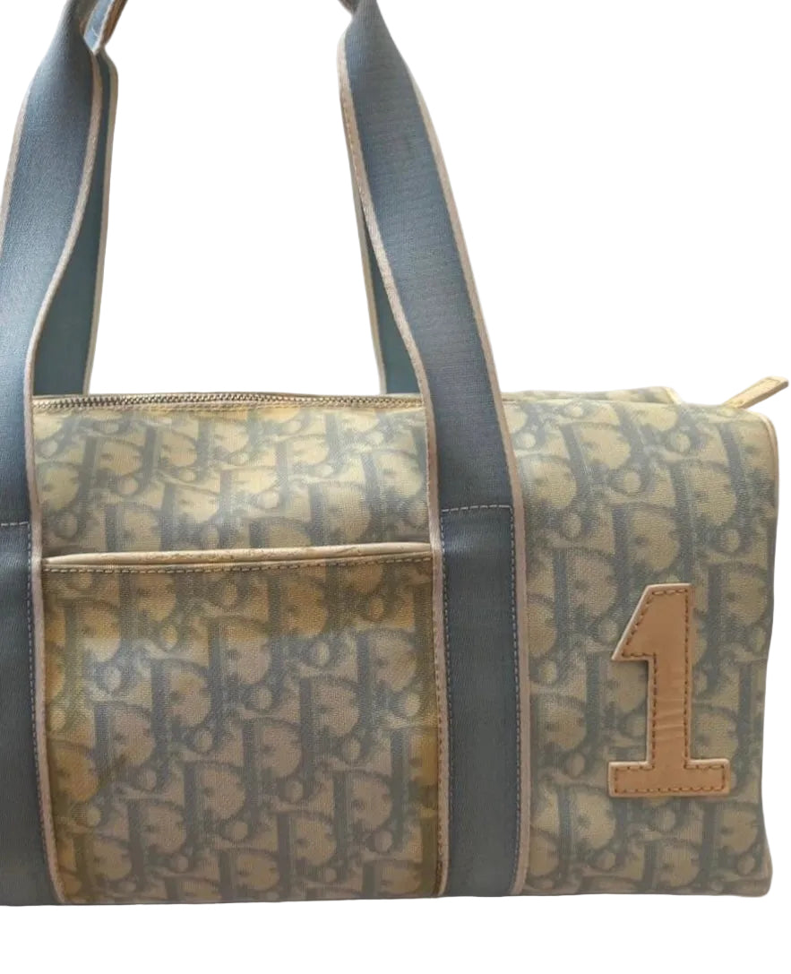 CHRISTIAN DIOR | Trotter Canvas Boston Bag Blue