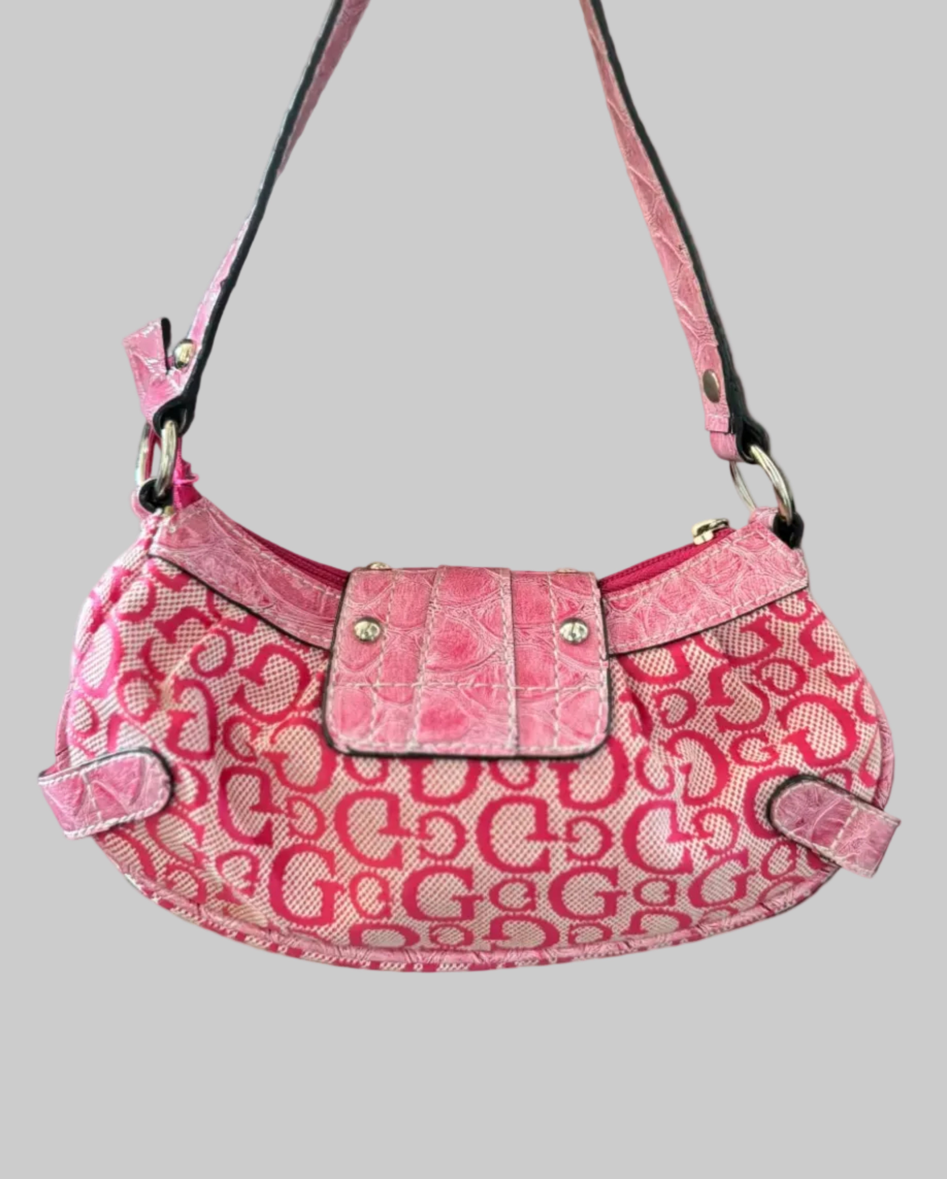 Vintage Pink Guess Logo Shoulder Bag