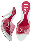 CHRISTIAN DIOR |                             Pink PVC Jelly Logo Mule Heels