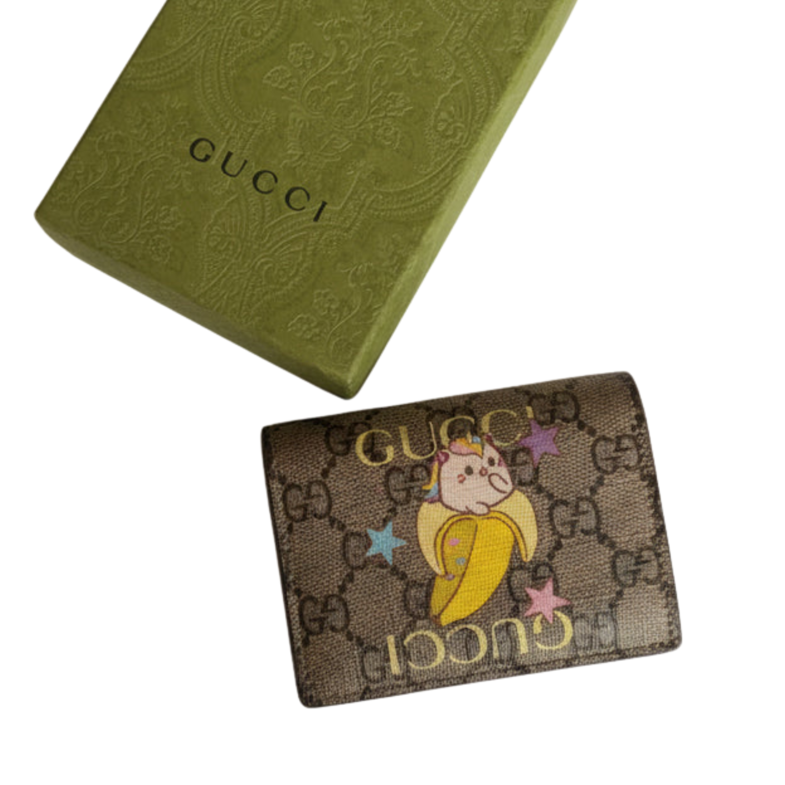GUCCI | Rainbow and Stars Bananya GG Supreme Compact Wallet