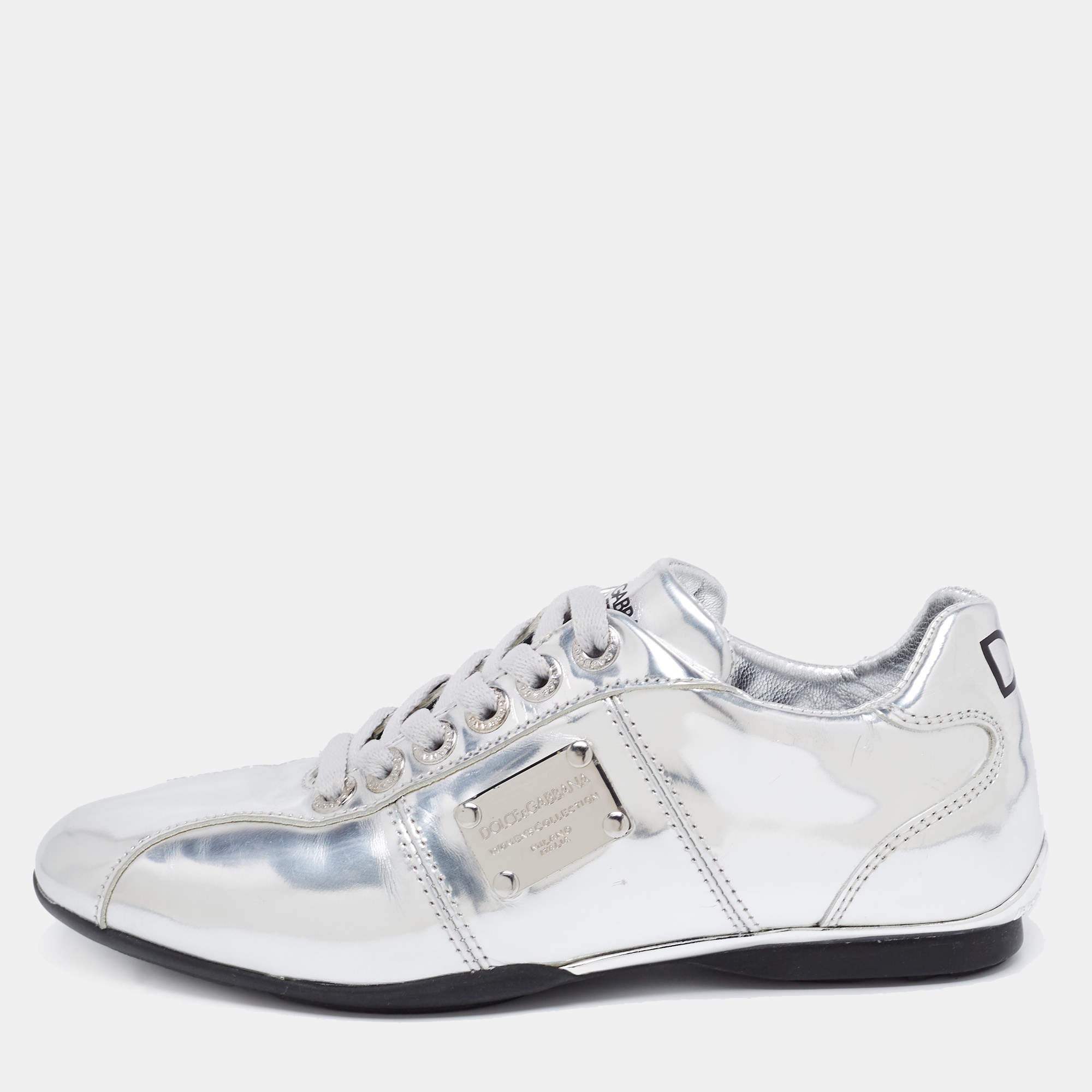 DOLCE & GABBANA | Metallic Silver DG 670 Sneaker Trainers