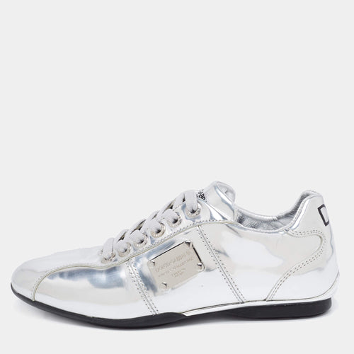 DOLCE & GABBANA |           Metallic Silver DG 670 Sneaker Trainers