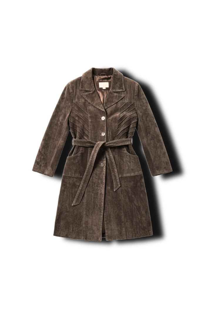 Suede Leather Trench Coat